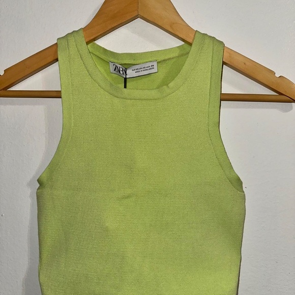 Zara - Ribbed High Neck Crop Tank Top - Picture 1 of 2
